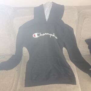Champion Black Script Logo Hoodie